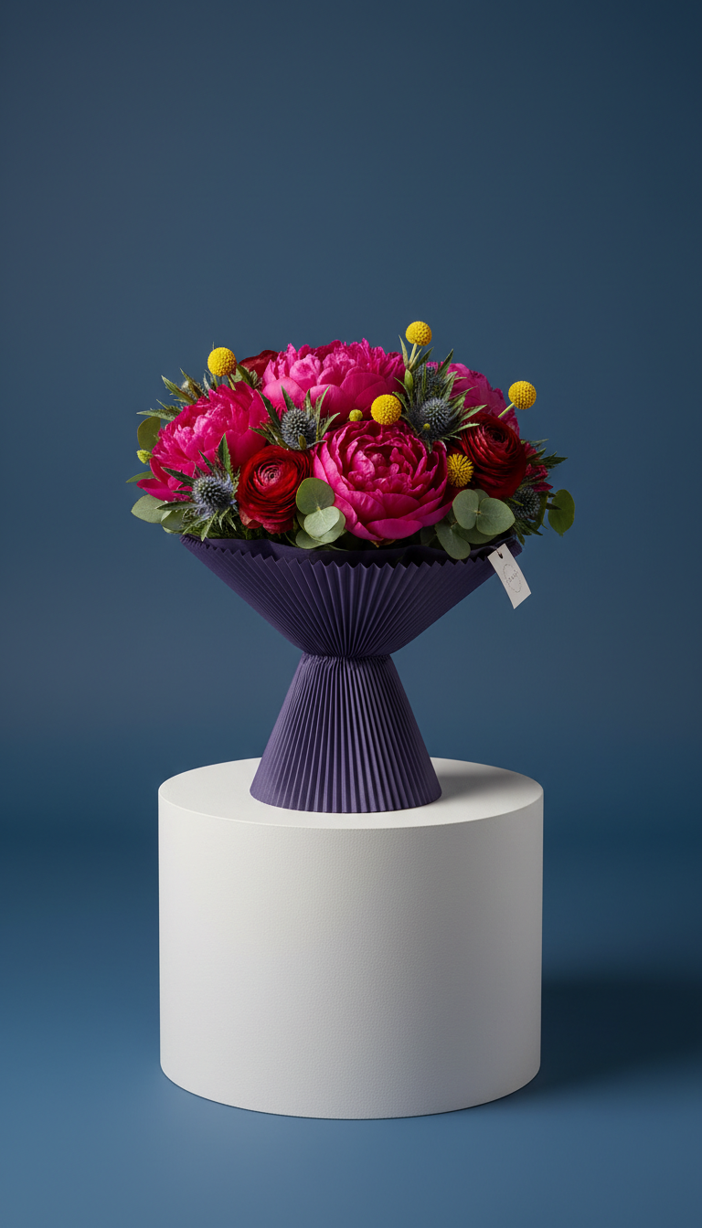 Ramo fucsia con berries frescas